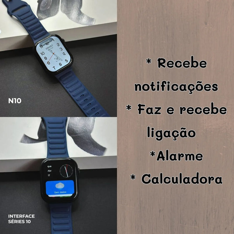 Relógio Inteligente Smartwatch Kalobee Watch N10 46mm com 3 Pulseiras